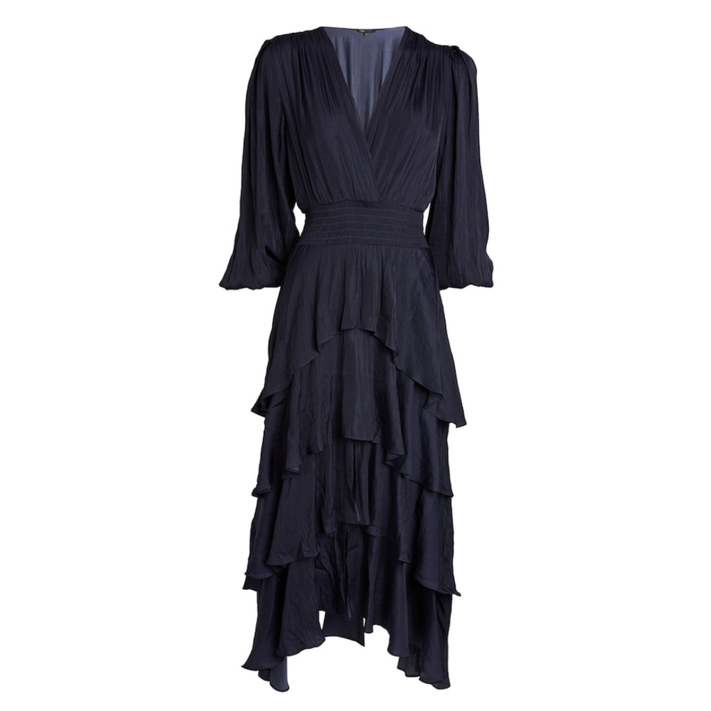 Maje Navy Ruffled‎ Maxi Dress - Picture 13 of 16